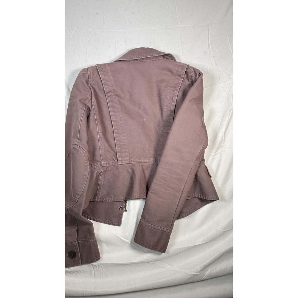 LOFT‎ Jacket Womens 2 Purple Cotton Twill Military Utility Short Zip Pockets - Picture 11 of 14